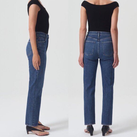 NWT Agolde High Rise Stovepipe Denim Jeans In Aspire Blue Low Stretch Size 29 - Picture 2 of 11